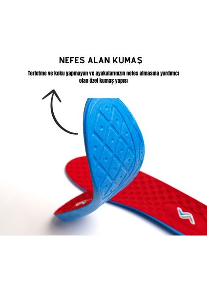 M900 Model Memory Foam Ortapedik Boy Yükseltici Unisex Tabanlık Kırmızı