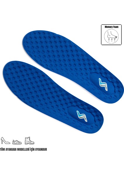 M900 Model Memory Foam Ortapedik Boy Yükseltici Unisex Tabanlık Mavi