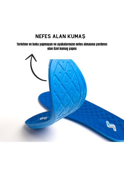 M900 Model Memory Foam Ortapedik Boy Yükseltici Unisex Tabanlık Mavi