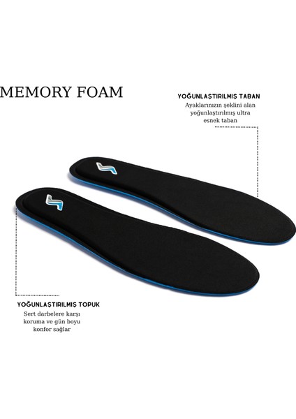 Memory Foam Ortapedik Yastıklı Unisex M800 Model Tabanlık Siyah