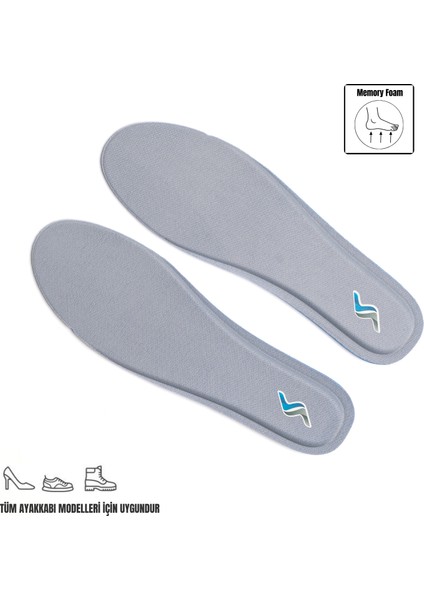 Memory Foam Ortapedik Yastıklı Unisex M800 Model Tabanlık Gri