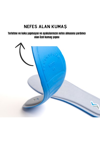 Memory Foam Ortapedik Yastıklı Unisex M800 Model Tabanlık Gri
