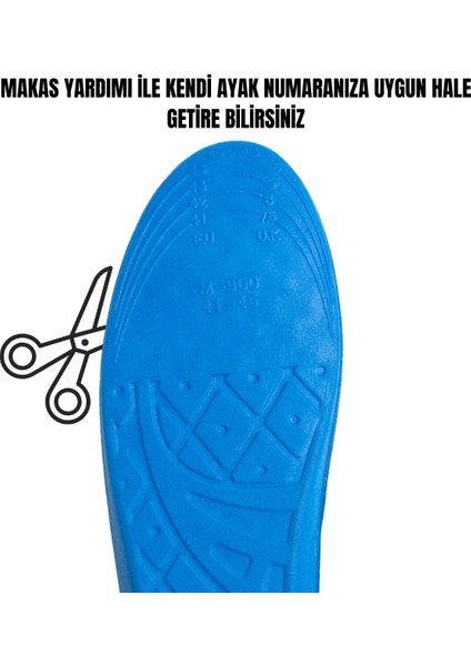 M900 Model Tek Ebat Unisex Memory Foam Ortapedik Boy Yükseltici Tabanlık Mavi