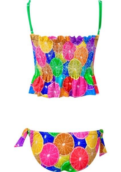 Askılı Renkli Portakal Desenli UV50 Kız Çocuk Bikini Takımı By Nessi Byrd modelleri