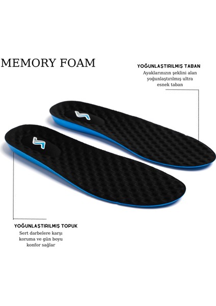 M900 Model Memory Foam Ortapedik Boy Yükseltici Unisex Tabanlık Siyah