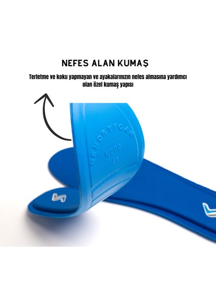 Memory Foam Ortapedik Yastıklı Unisex M800 Model Tabanlık Mavi