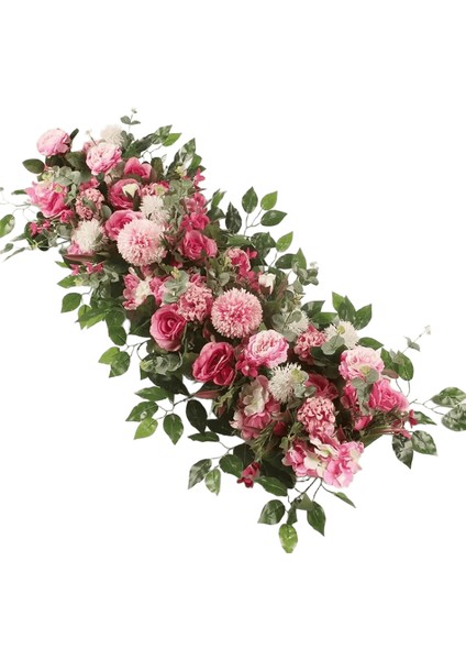 100CM Lüks Beyaz Gül Yapay Çiçek Sıra Düğün Masa Centerpiece Çiçekler Backdrop Duvar Kemerler Dekor Parti Sahne Çiçek Renk: Derin Pembe / Boyut: 100CM (Yurt Dışından)