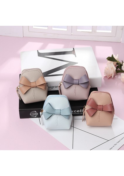 Okul Tarzı Yay Pu Deri Mini Çanta Çok Fonksiyonlu Bozuk Para Cüzdanı (Yurt Dışından)