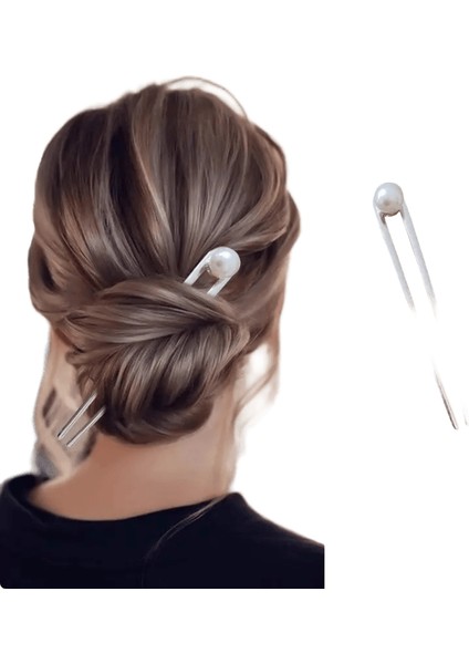 Koreli Saç Aksesuarları Metal U Şekil Saç Pınları Kızlar Gümüş Altın ​​renk Saçları Basit Kalp Şekleli Saç Çubukları Hediyeler Metal Renk: Gümüş Inci 14CM (Yurt Dışından)
