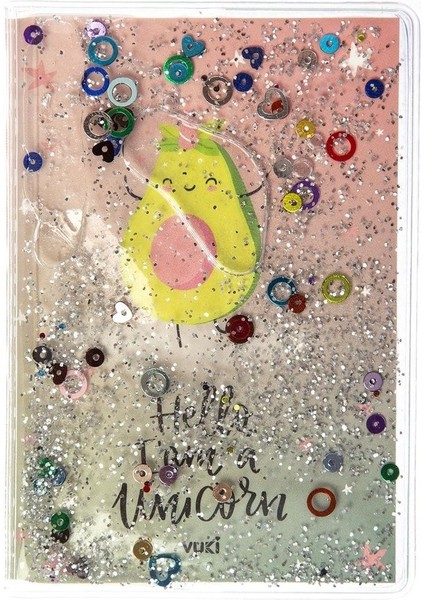 Simli ve Sulu Kapaklı Renkli Sayfalı Desenli Mini Defter