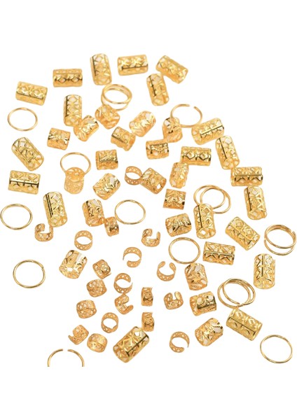 80PCS Içi Boş Saç Yüzüğü Diy Saç Tarzı Saç Aksesuarları, Örgüler Için Loc Saç Takılar Saç Örgüsü Metal Manşet: Altın (Yurt Dışından)