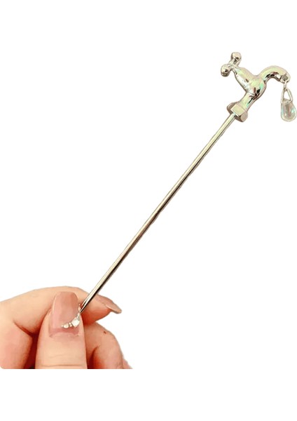 Yeni Saç Makinesi Saç Çubukları Kristal Modaya Düz Metletli Metal Saç Aksesuarları ile Minimalist Şube Şekli Kadın Mücevher Metal Renk: H084-3 (Yurt Dışından)