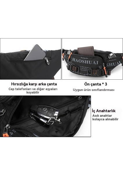 Açık Erkek Moda Moda Su Geçirmez Naylon Bez Çapraz Çapraz Erkek Çantası (Yurt Dışından)