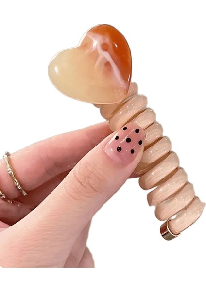 1pc Kalp Şekli Elastik Kauçuk Bantlar Kadınlar Için Elastik Kauçuk Bantlar Telefon Tel Saç Bağları Döngü Spiral Makara Kafa Bantları At Kuyruğu Tutucuları Accescolor: P2 (Yurt Dışından)