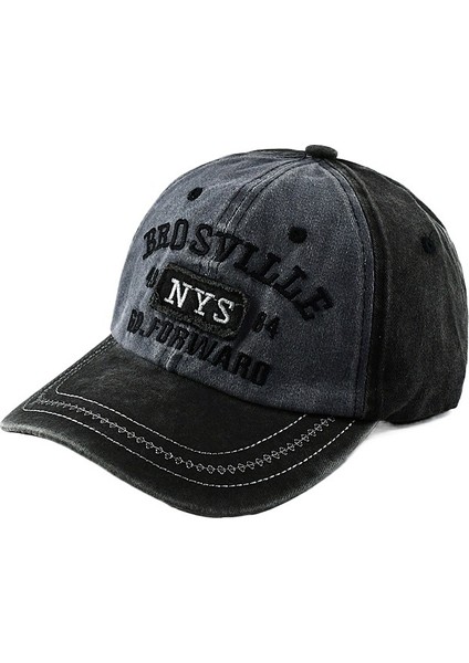 Yaz Yıkanmış Beyzbol Şapkası Retro Kadın Işlemeli Harfler Açık Ördek Gagası Şapkası Eski Kişilik Moda Güneş Koruma Şapkası (Yurt Dışından)