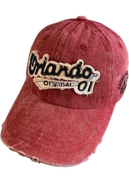 Retro Denim Ingiliz Büyük Baş Çevresi Beyzbol Şapkası Kadınlar Için Tüm Maç Nakış Çift Hip-Hop Kavisli Siperlik Yıkanmış Ördek Gagası Şapkası (Yurt Dışından)