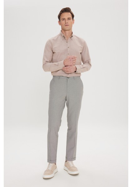 Comfort Fit Rahat Kesim Yan Cepli Desenli Beli Lastikli Pantolon