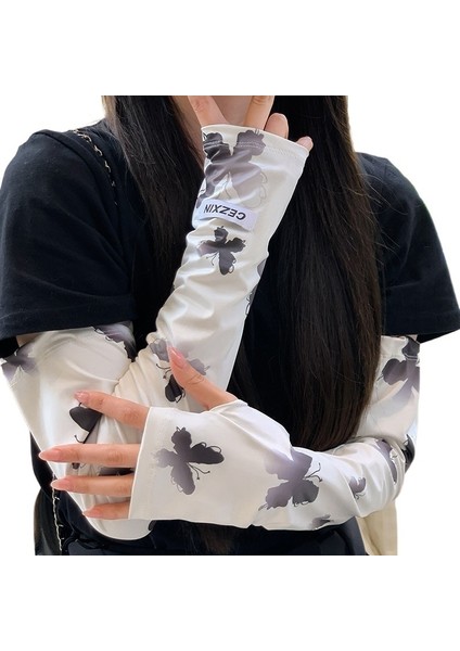 Yaz Yeni Kelebek Buz Ipek Kollu Kadın Anti-Ultraviyole Kore Versiyonu Güneş Koruması Bisiklet Kol Koruyucuları Yaz Buz Kollu (Yurt Dışından)