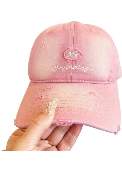 Yaz Için Degrade Şeker Rengi Büyük Baş Çevresi Beyzbol Şapkası Tatlı Peri Tarzı Seyahat Güneş Koruması Yüz Küçük Işlemeli Ördek Gagası Şapkası (Yurt Dışından)