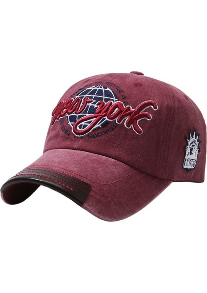 Kadınlar Için Yaz Güneş Koruması Işlemeli Beyzbol Şapkası Yama Işlemeli Beyzbol Şapkası Yıkanmış Güneşlik Şapkası Yumuşak Silindir Şapka (Yurt Dışından)