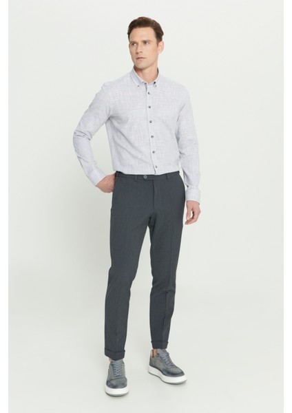 Slim Fit Dar Kesim Kırışmaz Kumaş Gofre Desenli Beli Lastikli Pantolon fırsatları