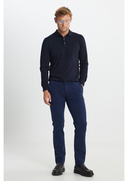Slim Fit Dar Kesim Pamuklu Esnek Armürlü Yan Cep Pantolon