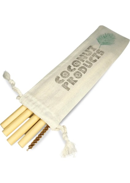 4 Adet Bambu Pipet ve 1 Adet Bambu Temizleme Fırçası