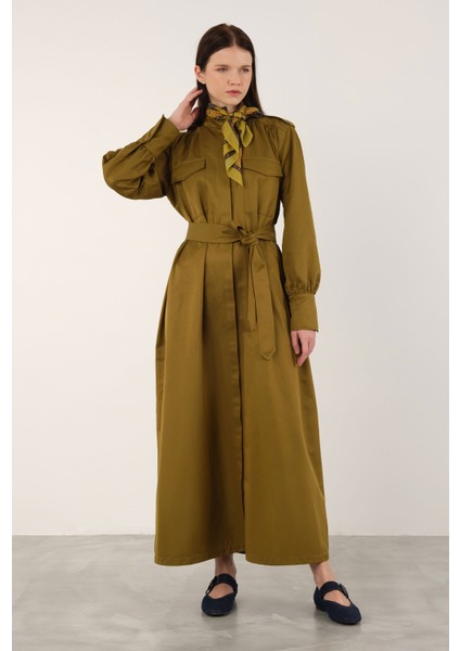 Apoletli Elbise Olive