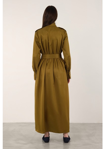 Apoletli Elbise Olive