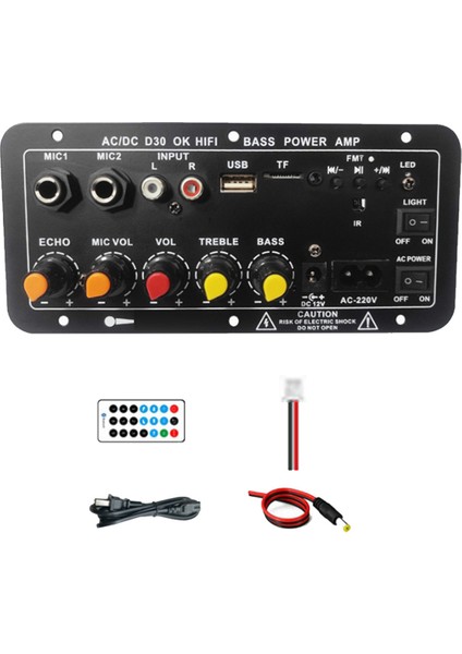 D30 Araba 12V-24V Amplifikatör Kartı Tiz ve Bas Kontrolü ile Araba Bluetooth Ses Amplifikatörleri Ab Fişi (Yurt Dışından)