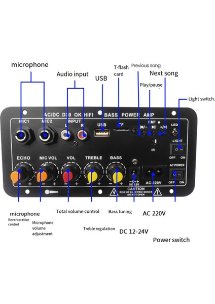 D30 Araba 12V-24V Amplifikatör Kartı Tiz ve Bas Kontrolü ile Araba Bluetooth Ses Amplifikatörleri Ab Fişi (Yurt Dışından)