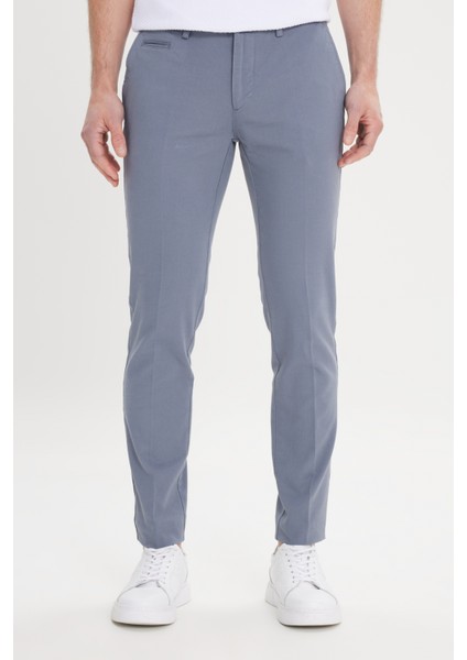 Slim Fit Dar Kesim Yan Cepli Pamuklu Esnek Armürlü Pantolon