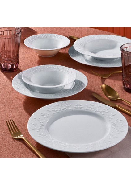 Dilruba 18 Parça 6 Kişilik Yemek Takımı Rölyefli