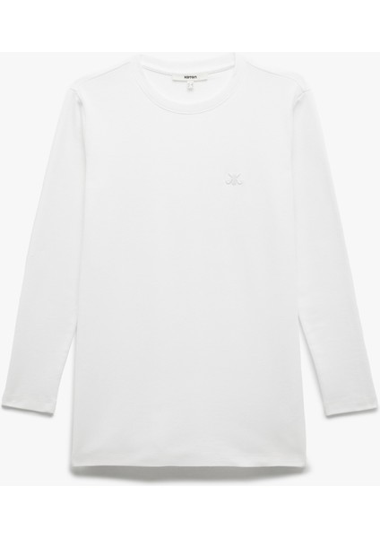 Pamuklu Uzun Kollu Bisiklet Yaka Basic Tişört modelleri