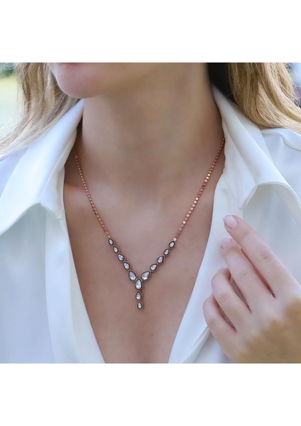 Damla Elmas Montür Modeli Rose Gold Gümüş Set fiyatları