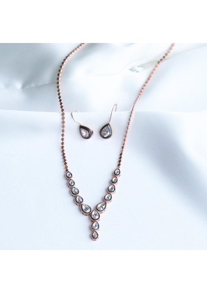 Damla Elmas Montür Modeli Rose Gold Gümüş Set fırsatları