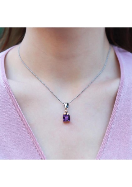 Ametist Taşlı Gümüş Otantik Kolye Küpe modelleri