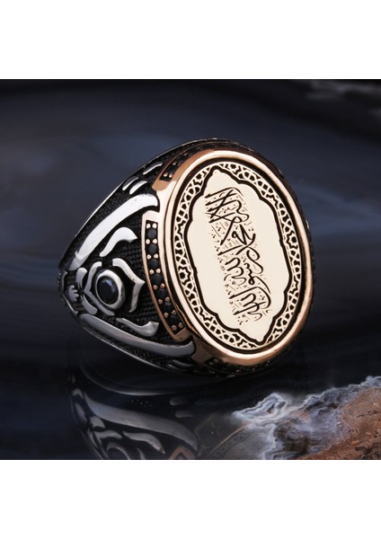 925 Ayar Gümüş Kelime-I Tevhid Yazılı Erkek Yüzük indirimleri