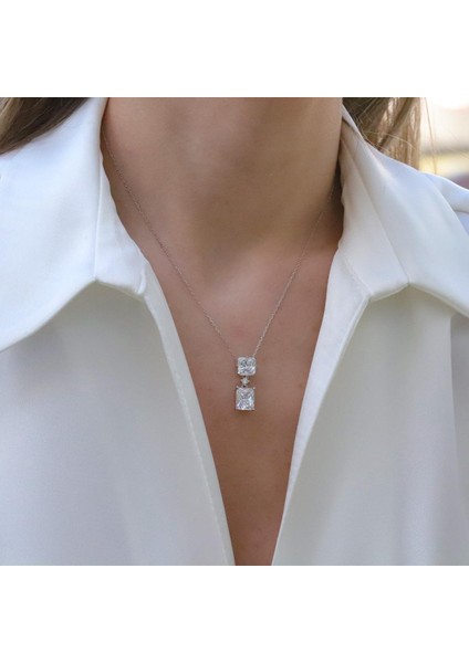 Prenses Kesim Zirkon Taşlı Gümüş Set fiyatları