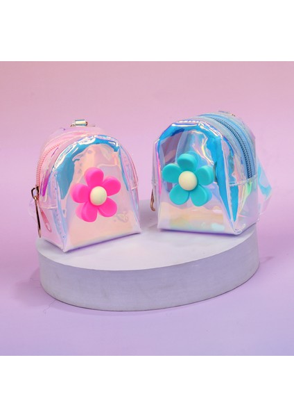 Çiçek Kız Şeffaf Mini Küçük Okul Çantası Moda Fermuarlı Bozuk Para Cüzdanı (Yurt Dışından)