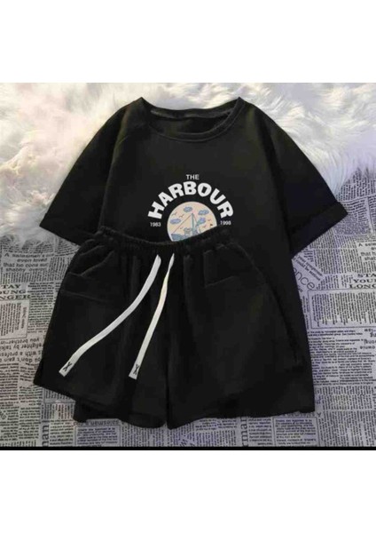 Kız Genç Baskılı Takım Siyah