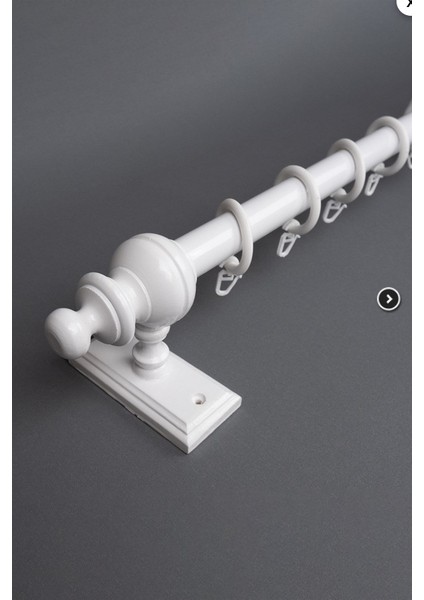 Beyaz 250 cm Raysız Rustik Perde Askı Seti (Ahşap Başlık ve Aluminyum Boru)