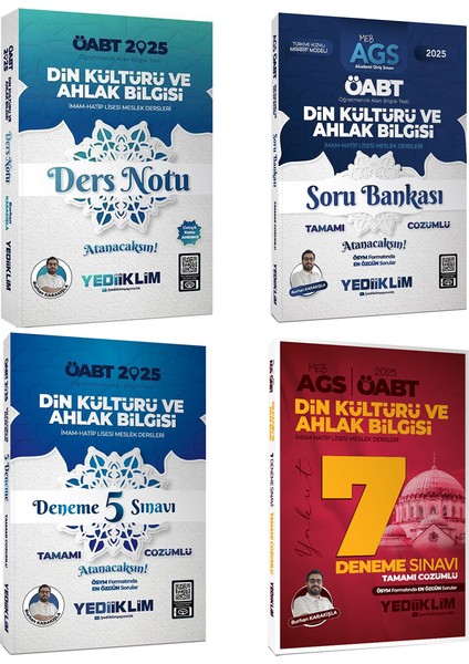 Yediiklim 2025 Meb Ags Öabt Din Kültürü ve Ahlak Bilgisi Ders Notları+Soru Bankası+5 Deneme+7 Deneme Seti