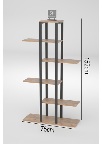 Zigzag Tasarımlı 4 Raflı Dekoratif Çiçeklik 150cm Ceviz indirimleri