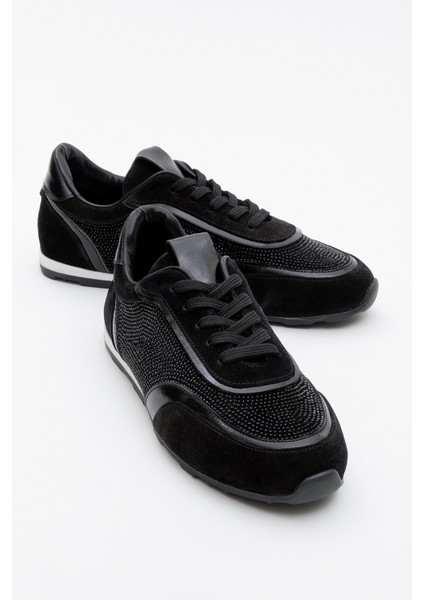 Bonia Siyah Süet Siyah Taşlı Deri Kadın Spor Ayakkabı