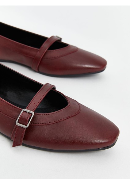 Deri Görünümlü Kadın Babet Ayakkabı modelleri