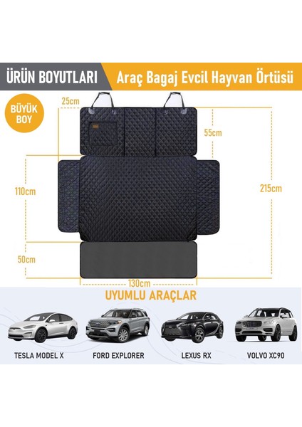 Araç Bagaj Örtüsü, Evcil Hayvan Köpek Bagaj Matı, Suv, Pickup Van Bagaj Havuzu - Large - Gri