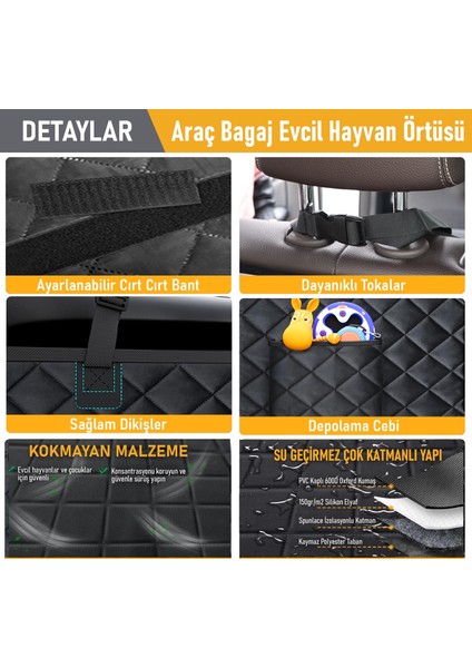 Araç Bagaj Örtüsü, Evcil Hayvan Köpek Bagaj Matı, Suv, Pickup Van Bagaj Havuzu - Large - Gri