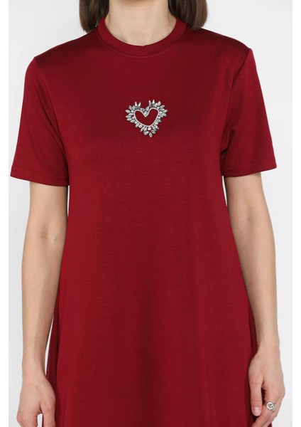 Bisiklet Yaka Taş Detaylı Cepli Kadın Kısa Kol Elbise fırsatları