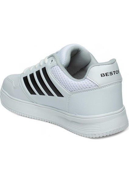 074-25 Deri Slash Anatomik Sneaker Beyaz Siyah 36-40